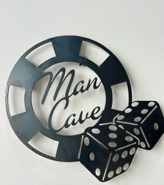 Man Cave Poker disc & dice sign